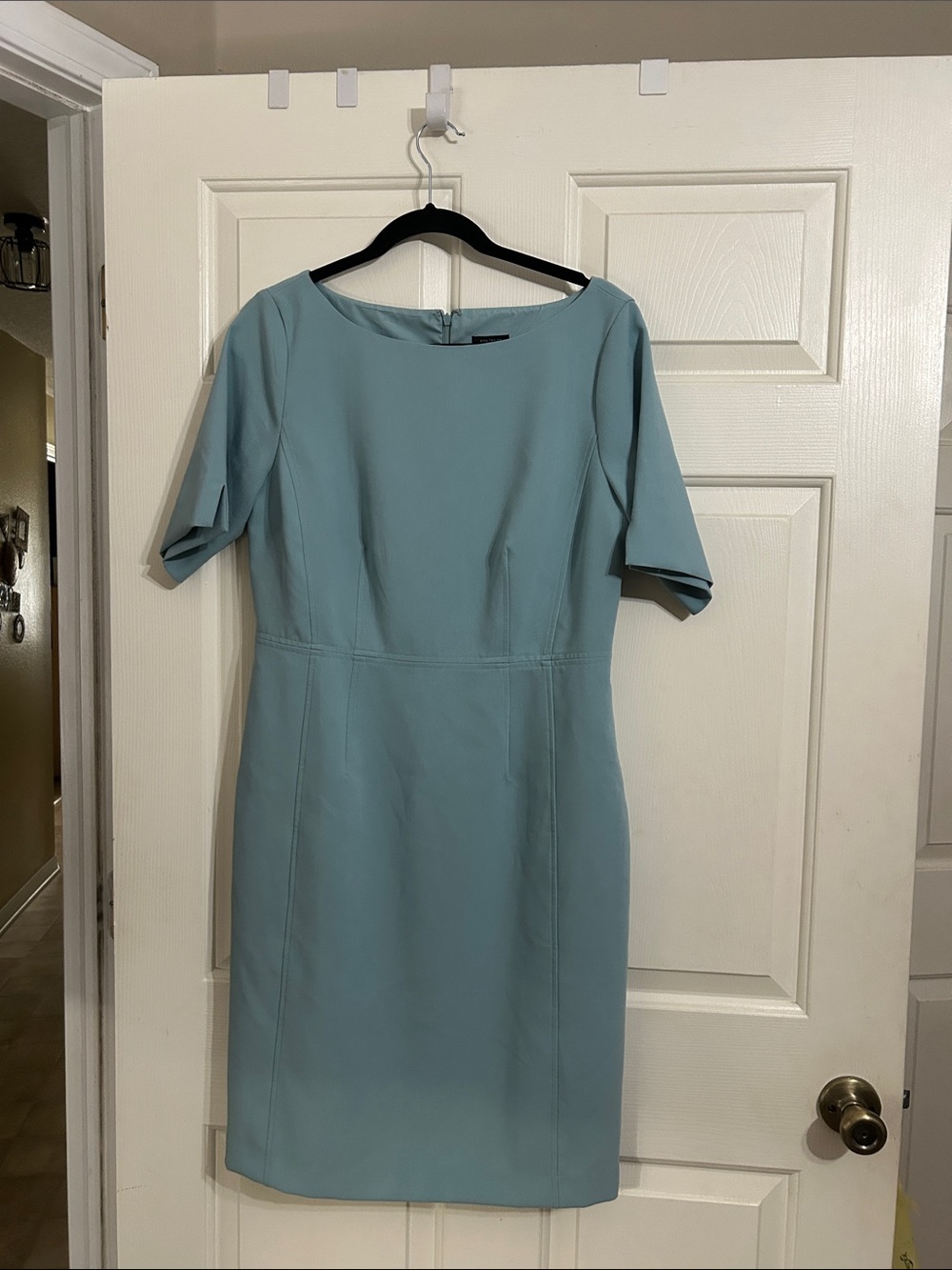 Classic Light Blue Sheath Dress - Elegant